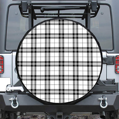 White And Black Tartan Pattern Print Leather Spare Tire Cover