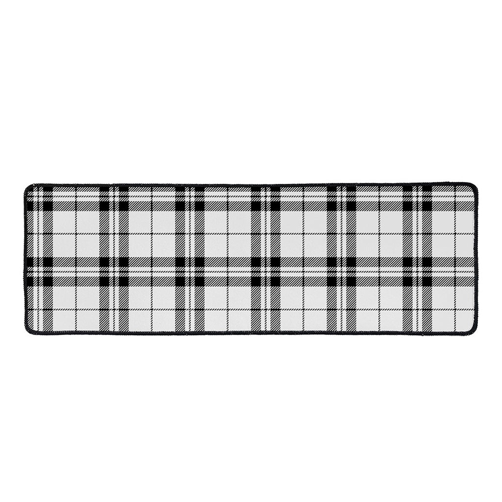 White And Black Tartan Pattern Print Long Kitchen Mat