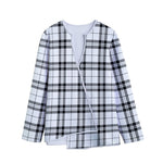 White And Black Tartan Pattern Print Long Sleeve Short Coat