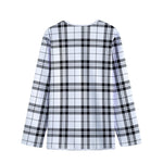 White And Black Tartan Pattern Print Long Sleeve Short Coat