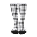 White And Black Tartan Pattern Print Long Socks