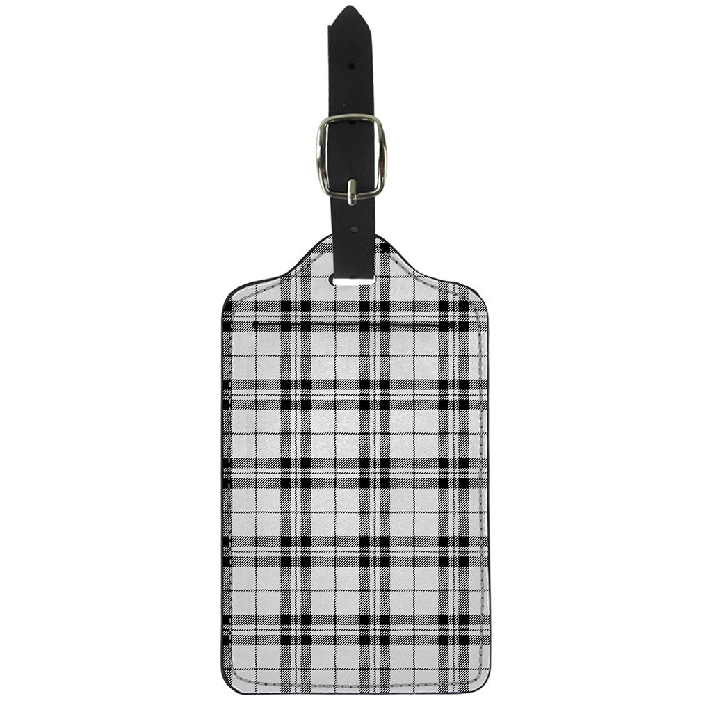 White And Black Tartan Pattern Print Luggage Tag