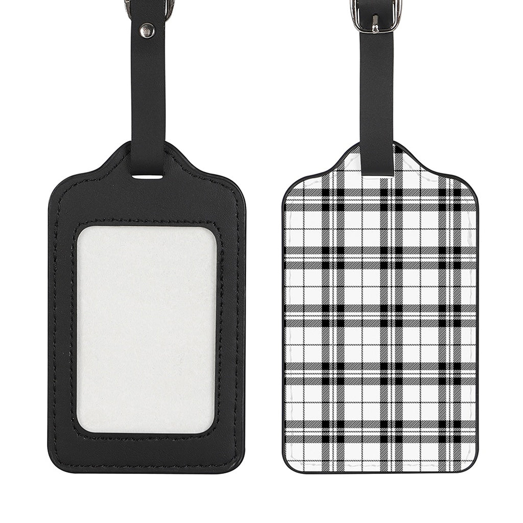 White And Black Tartan Pattern Print Luggage Tag
