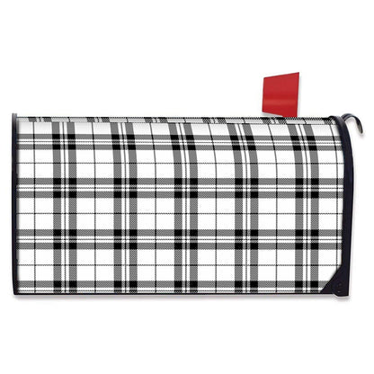 White And Black Tartan Pattern Print Mailbox Cover