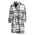 White And Black Tartan Pattern Print Men's Bathrobe