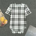 White And Black Tartan Pattern Print Men's Bodysuit