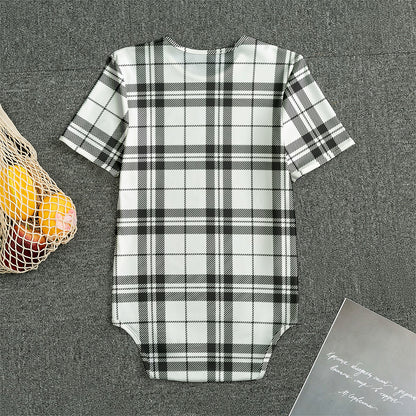 White And Black Tartan Pattern Print Men's Bodysuit
