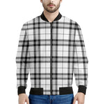 White And Black Tartan Pattern Print Men's Bomber Jacket
