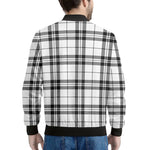 White And Black Tartan Pattern Print Men's Bomber Jacket