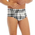 White And Black Tartan Pattern Print Men's Briefs