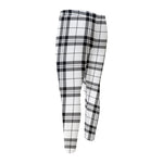 White And Black Tartan Pattern Print Men's Compression Pants