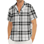 White And Black Tartan Pattern Print Men's Deep V-Neck Shirt