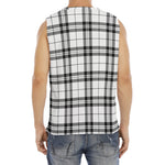 White And Black Tartan Pattern Print Men's Fitness Tank Top