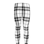 White And Black Tartan Pattern Print Men's leggings