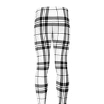 White And Black Tartan Pattern Print Men's leggings