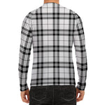 White And Black Tartan Pattern Print Men's Long Sleeve Rash Guard