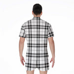 White And Black Tartan Pattern Print Men's Rompers
