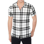 White And Black Tartan Pattern Print Men's Shirt