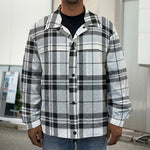 White And Black Tartan Pattern Print Men's Shirt Jacket