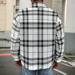 White And Black Tartan Pattern Print Men's Shirt Jacket