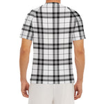 White And Black Tartan Pattern Print Men's Short Sleeve Rash Guard