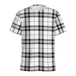 White And Black Tartan Pattern Print Men's Sports T-Shirt
