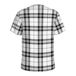 White And Black Tartan Pattern Print Men's Sports T-Shirt