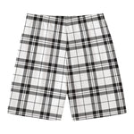 White And Black Tartan Pattern Print Men's Swim Trunks