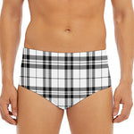 White And Black Tartan Pattern Print Men's Triangle Swim Briefs
