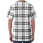 White And Black Tartan Pattern Print Men's Velvet T-Shirt