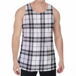 White And Black Tartan Pattern Print Men's Velvet Tank Top