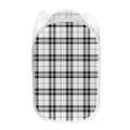 White And Black Tartan Pattern Print Mesh Laundry Hamper