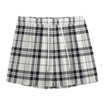 White And Black Tartan Pattern Print Mesh Shorts