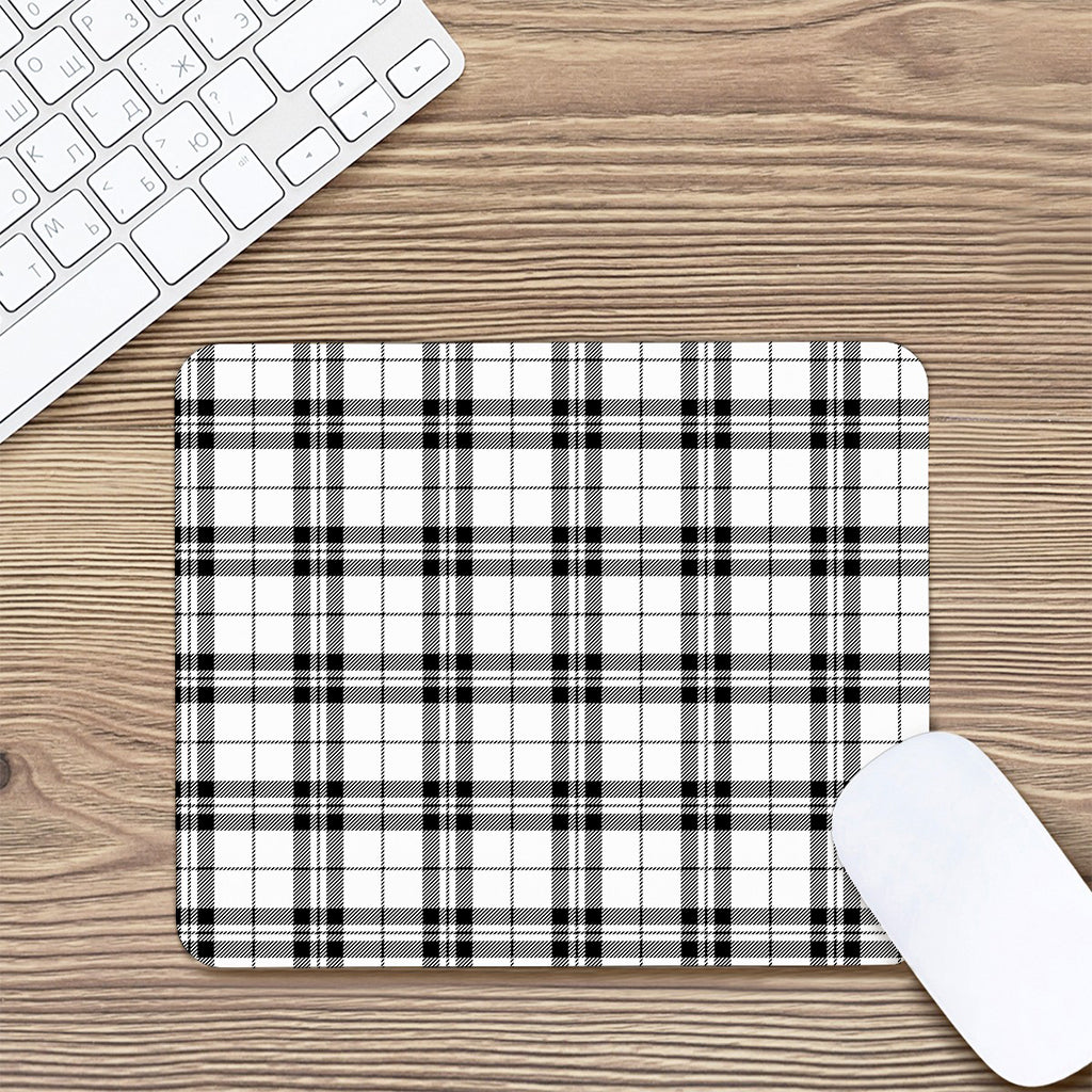 White And Black Tartan Pattern Print Mouse Pad