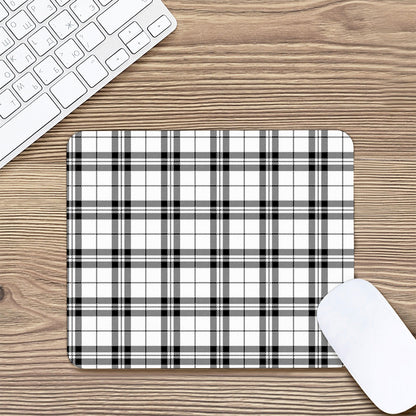 White And Black Tartan Pattern Print Mouse Pad