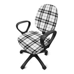 White And Black Tartan Pattern Print Office Chair Cover