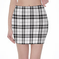 White And Black Tartan Pattern Print Pencil Mini Skirt