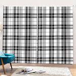 White And Black Tartan Pattern Print Pencil Pleat Curtains