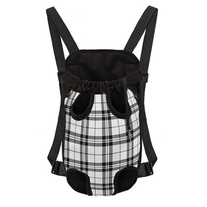 White And Black Tartan Pattern Print Pet Carrier Backpack