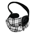 White And Black Tartan Pattern Print Pet Sling Carrier