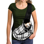 White And Black Tartan Pattern Print Pet Sling Carrier