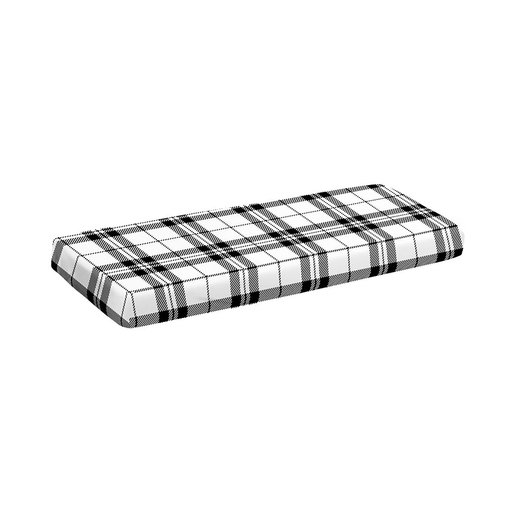 White And Black Tartan Pattern Print Piano Keyboard Cover