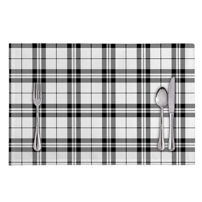White And Black Tartan Pattern Print Placemat