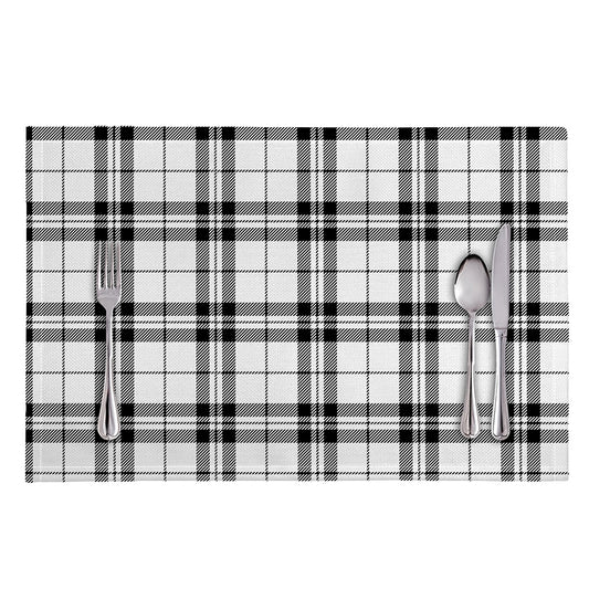 White And Black Tartan Pattern Print Placemat