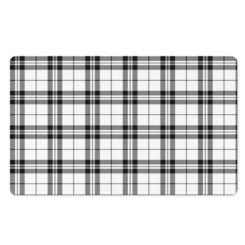 White And Black Tartan Pattern Print Polyester Doormat