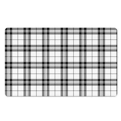 White And Black Tartan Pattern Print Polyester Doormat