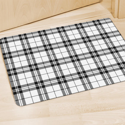 White And Black Tartan Pattern Print Polyester Doormat