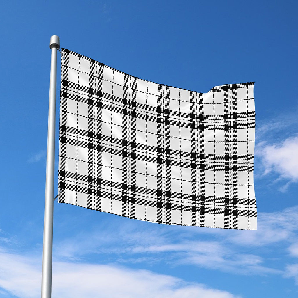 White And Black Tartan Pattern Print Polyester Flag