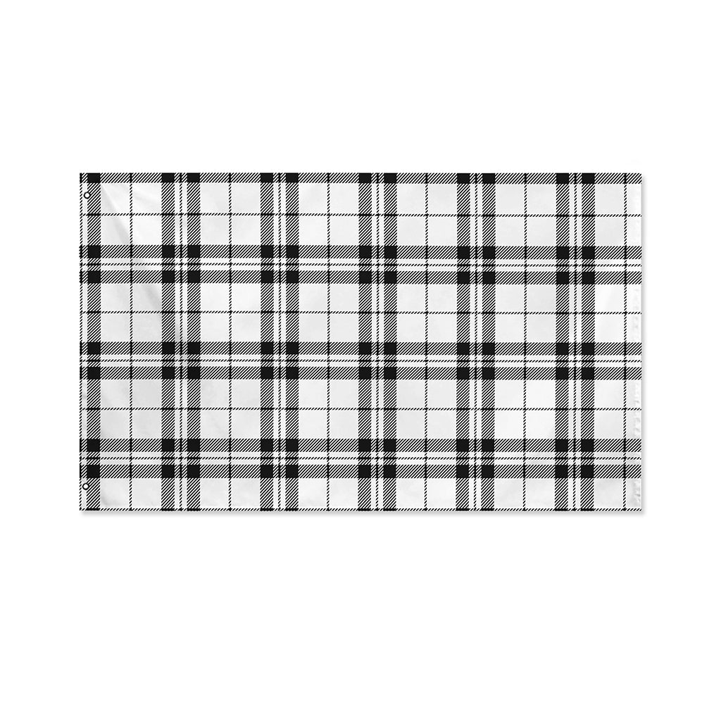 White And Black Tartan Pattern Print Polyester Flag
