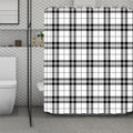 White And Black Tartan Pattern Print Polyester Shower Curtain
